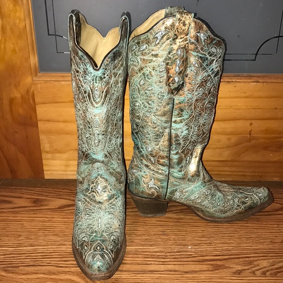 Corral Women's Turquoise Cowgirl Boots - Snip Toe - Picture 1 of 5